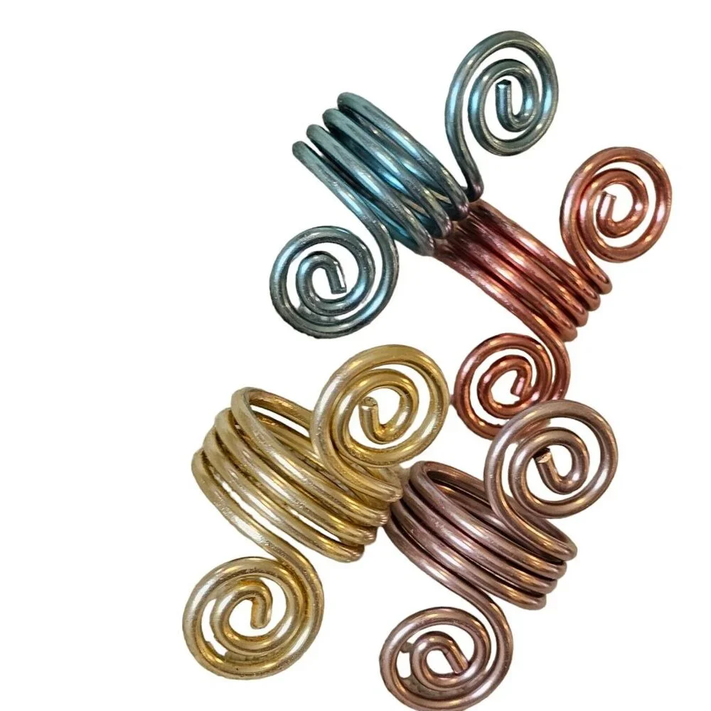 Spiral Metal Colored Napkin Rings Serviette Holders Eclectic Ornate Set‎ Of 4